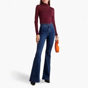 Veronica Beard Sheridan Exaggerated Flare High Rise Jeans 70s Stretchy Cotton 26